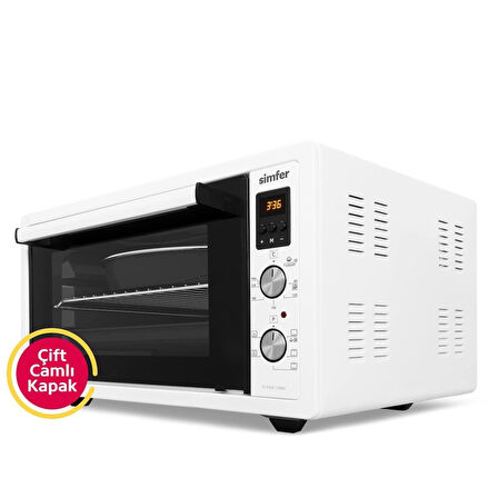 Simfer 4558 Beyaz 45 LT Turbo Fan Mini/Midi Fırın -  6 Fonksiyon, Dijital Ekran, Pop-Up Düğme,Yoğurt Yapma