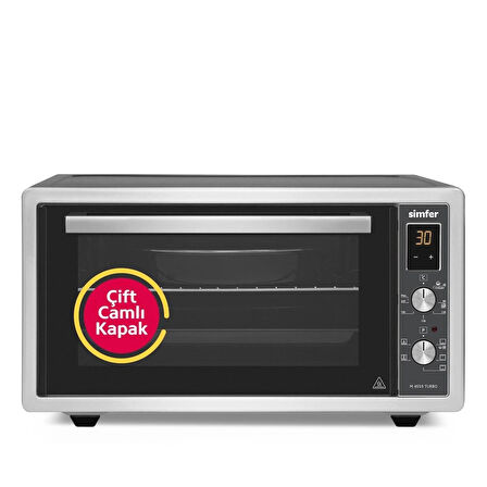 Simfer 4559 İnox Gri 45 LT Turbo Fan Mini/Midi Fırın - 6 Fonksiyon, Dijital Ekran, Pop-Up Düğme,Yoğurt Yapm