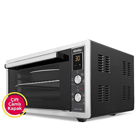 Simfer 4559 İnox Gri 45 LT Turbo Fan Mini/Midi Fırın - 6 Fonksiyon, Dijital Ekran, Pop-Up Düğme,Yoğurt Yapm