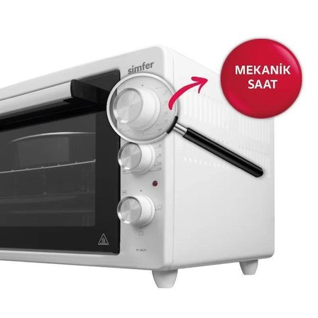 Simfer 3426 İnox Gri 34 LT Statik Mini/Midi Fırın - 4 Fonksiyon, Programlanabilir Pişirme & Isı Kontrol