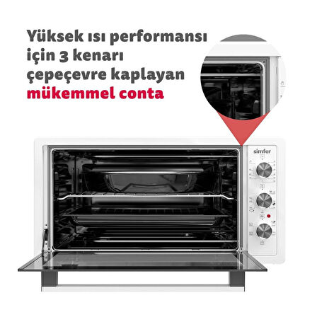 Simfer 4244 İnox Gri 42 LT Turbo Fan Mini/Midi Fırın - 6 Fonksiyon,Yoğurt Yapma, Buz Çözme & İç Aydınlatma