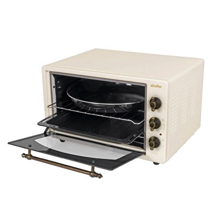 Simfer 4295 Retro Bej 42LT  Turbo Fan Mini/Midi Fırın – 6 Fonksiyon, Yoğurt Yapma & Buz Çözme Özellikli