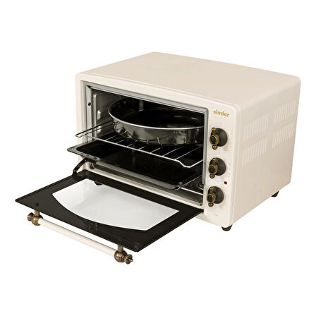 Simfer 3495 Retro Bej 34 LT Statik Mini/Midi Fırın - 4 Fonksiyon, Programlanabilir Pişirme & Isı Kontrol