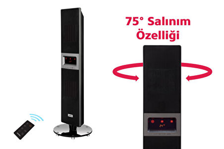 Simfer Single X Karbon Serisi IP65 Suya-Toza Dayanıklı Siyah Uzaktan Kumandalı İç/Dış Mekan Isıtıcı
