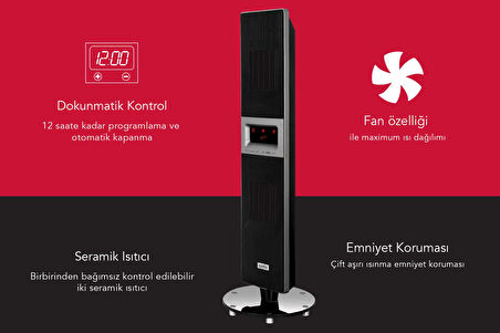 Simfer Single X Karbon Serisi IP65 Suya-Toza Dayanıklı Siyah Uzaktan Kumandalı İç/Dış Mekan Isıtıcı