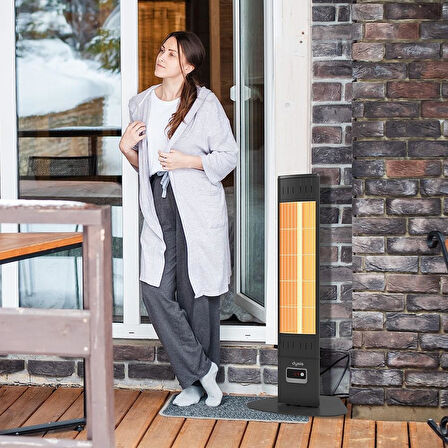 Single X Karbon Serisi IP65 Suya-Toza Dayanıklı 2300 W Siyah Uzaktan Kumandalı Dış Mekan Isıtıcı