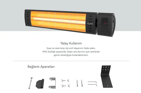 Art Plus Karbon Serisi IP65 Suya-Toza Dayanıklı 2300 W Siyah Uzaktan Kumandalı Dış Mekan Isıtıcı
