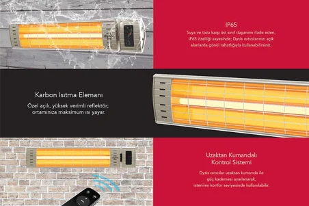 Art Plus Karbon Serisi IP65 Suya-Toza Dayanıklı 2300 W Bej Uzaktan Kumandalı Dış Mekan Isıtıcı