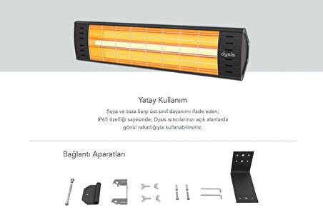 Dysis DH-7452 Art Plus Karbon Serisi IP65 Suya-Toza Dayanıklı 2300 W Siyah Dış Mekan Isıtıcı