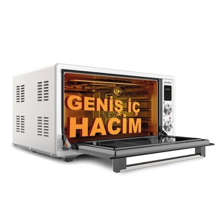 Simfer 7033 İnox Gri 70 LT Turbo Fan Mini/Midi Fırın - Multi Fonksiyon, Yoğurt Yapma, Buz Çözme & Çift Cam