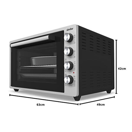 Simfer 7033 İnox Gri 70 LT Turbo Fan Mini/Midi Fırın - Multi Fonksiyon, Yoğurt Yapma, Buz Çözme & Çift Cam
