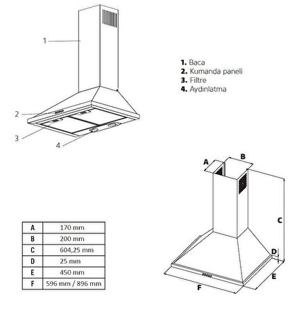Simfer 8716 60Cm Piramit Retro Bej Davlumbaz (Push Buton,Led