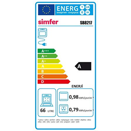 Simfer SB8217 Airfry 10 Programlı Gri Cam Ankastre Fırın