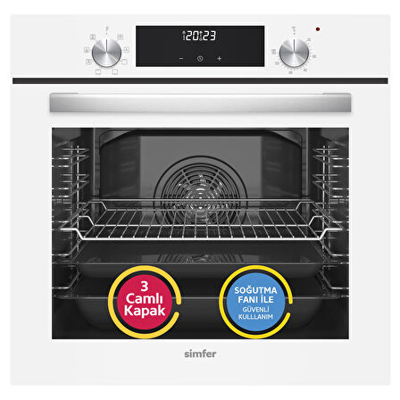 Simfer 8209 Ankastr QS 9 Fonk Beyaz Cam Power Turbo Dij Saat