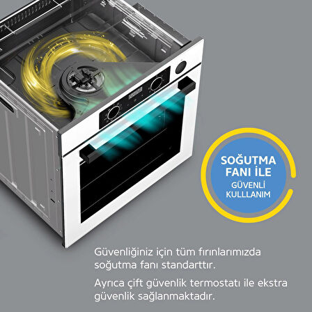 Simfer 8209 Ankastr QS 9 Fonk Beyaz Cam Power Turbo Dij Saat