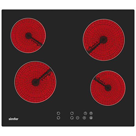 Simfer 3970 4e 60 cm Elektrikli Siyah Cam Ankastre