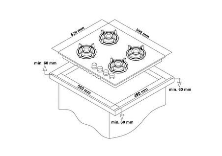 Simfer 3970 4e 60 cm Elektrikli Siyah Cam Ankastre