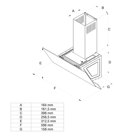Simfer 8727 60cm Klasik Eğik Siyah Tek Cam Push Buton Led Lamba Davlumbaz