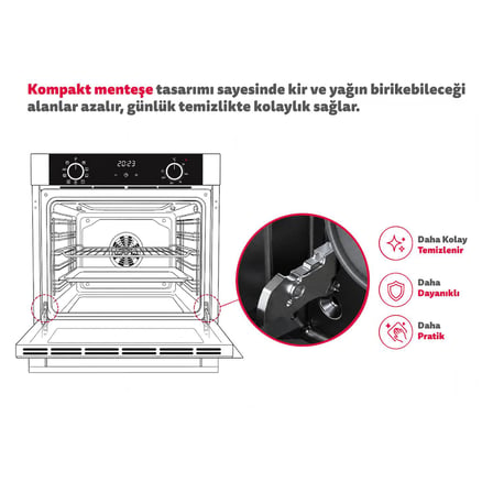 Simfer 8268 0+8 Fonksiyon 73 LT Mekanik Beyaz Turbo Özellikli 3 Camlı Ankastre Fırın 