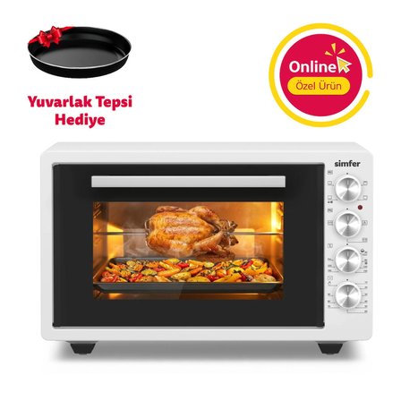 4262 Beyaz 42 LT Turbo Fan Piliç Peçirme Mini/Midi Fırın - 6 Fonksiyon,Yoğurt Yapma, Buz Çözme & İç Aydınlatma