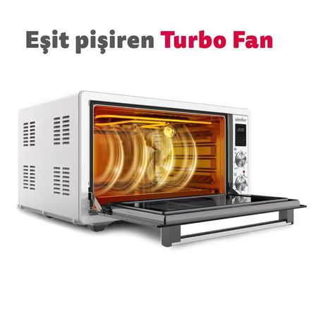 4262 Beyaz 42 LT Turbo Fan Piliç Peçirme Mini/Midi Fırın - 6 Fonksiyon,Yoğurt Yapma, Buz Çözme & İç Aydınlatma