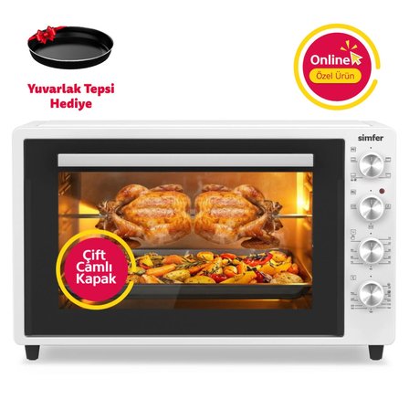 7062 Beyaz 70 LT Turbo Fan Piliç Çevirme Mini/Midi Fırın - Multi Fonksiyon, Yoğurt Yapma, Buz Çözme & Çift Cam