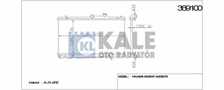 Hyundaı Motor Su Radyatoru Accent Milenyum Admıre 1,6 2000> Otomatık (335x638x16) - Kale 369100