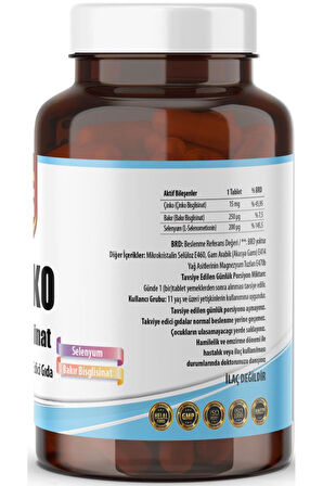 Ncs Çinko Zinc Bisglisinat 60 Tablet Selenyum Bakır Bisglisinat Glisinat