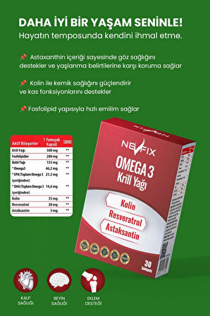 Krill Yağ 30 Softgel Kolin Resveratrol Astaksantin Fosfolipidler