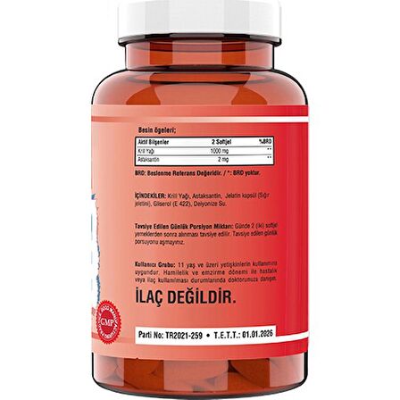 Ncs Krill Oil 1000 Mg Astaksantin 2 Mg 90 Softgel