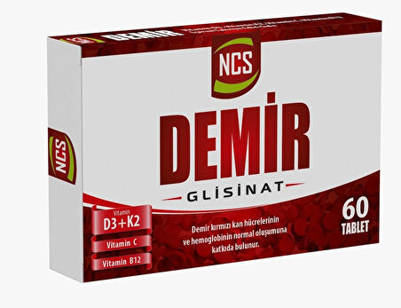 Ncs Demir Glisinat Vitamin D3 K2 Folik Asit Complex 60 Tablet Bisglisinat