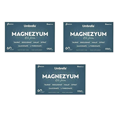 Umbrella Magnezyum 6 lı Form 60 Tablet 3 ADET