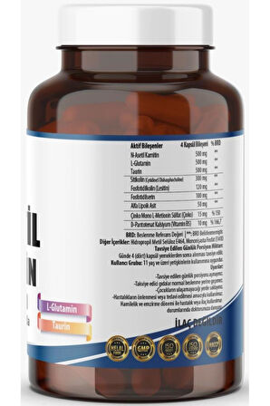 Ncs N-Asetil Karnitin L-Glutamin Taurin ve Sitikolin 120 Bitkisel Kapsül (Neuro Optimizer Muadili)