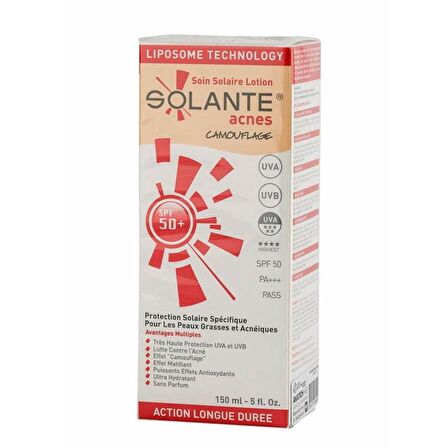 Solante Acnes Tinted 50+ Faktör Nemlendirici Akneli-Yağlı Ciltler İçin Renkli Yüz Güneş Koruyucu Losyon 150 ml