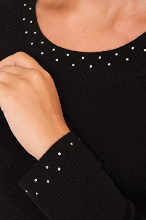 Crystal Taşlı( Crystalized By Swarovski) Elegant Italyan Yün Bluz