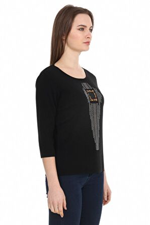 Kristal Taş Hotfix Işlemeli Italyan Yün Bluz