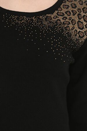 Kristal Taş Hotfix Detaylı İtalyan Yün Bluz