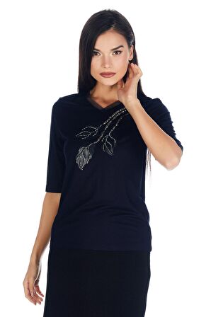 Kadın Lale/tulip Viskoz-lycra T-shirt Bluz