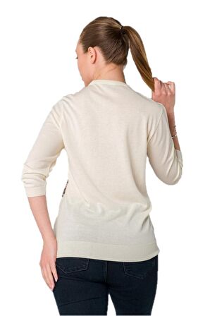 Kristal Doğal Yaşam Baskılı Örme Bluz