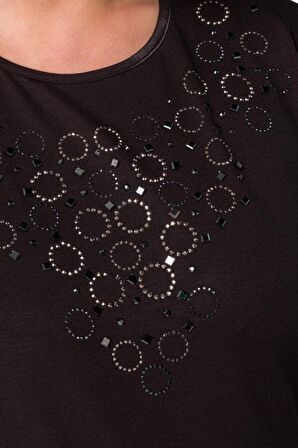 Kristal Baskılı Viskoz Örme Bluz