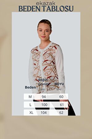 Kristal Zincir Baskılı Luxury Triko Örme Hırka