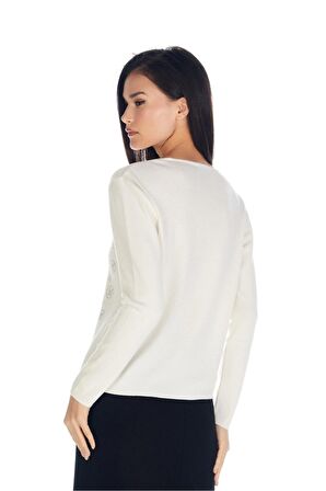 Kristal Taş Hotfix Işlemeli Italyan Yün Bluz