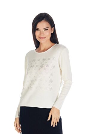 Kristal Taş Hotfix Işlemeli Italyan Yün Bluz