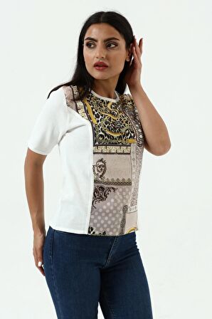 Baskılı Fantezi Triko Bluz