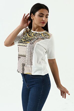 Baskılı Fantezi Triko Bluz