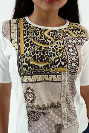 Baskılı Fantezi Triko Bluz
