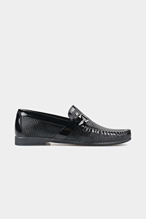 Erkek LOAFER Klasik Ayakkabı-2598-Siyah Rugan | 42