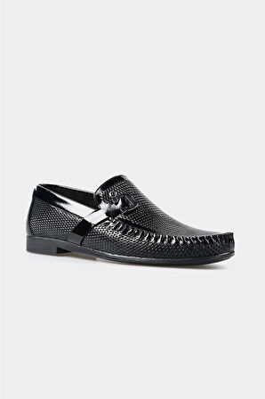 Erkek LOAFER Klasik Ayakkabı-2598-Siyah Rugan | 42