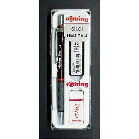 Rotring Tikky Okul Seti 0.5 mm Bordo Versatil Kalem + Silgi + Uç