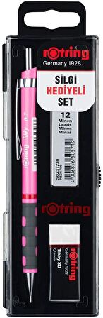 Rotring Tikky Okul Seti 0.7 mm Neon Pembe Versatil Kalem + Silgi + Uç